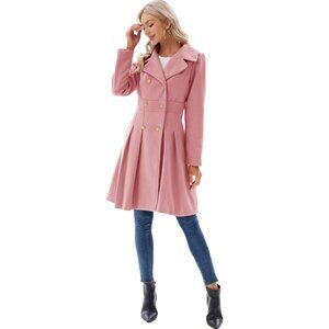 🥼🥼GRACE KARIN Trench Coat Notch Lapel Double Breasted Coat 2XL NWOT Pink